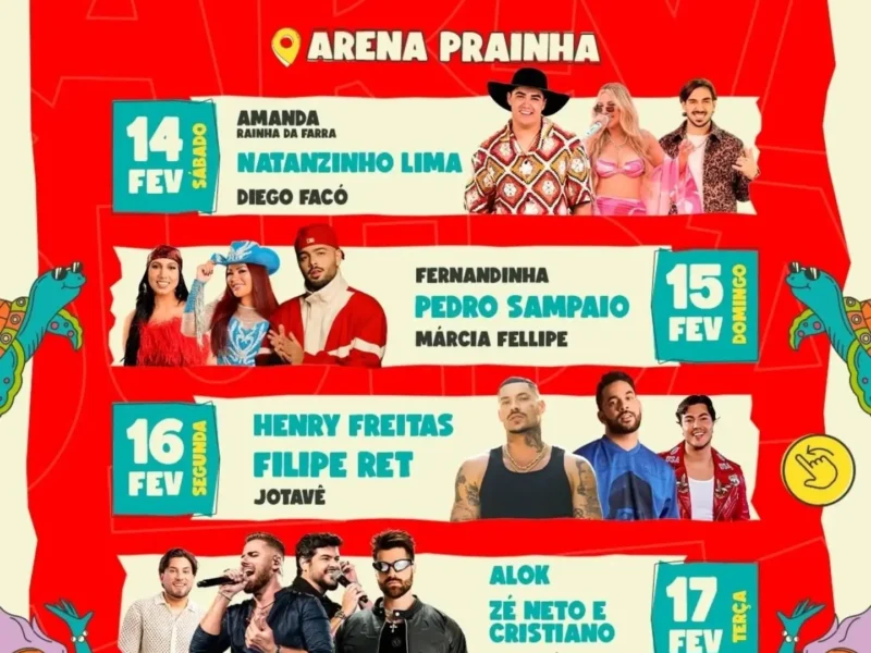 Carnaval de Aquiraz 2026 reúne grandes atrações e três arenas à beira-mar
