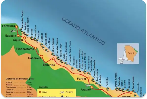 Mapa Roteiro da Rota das Falésias