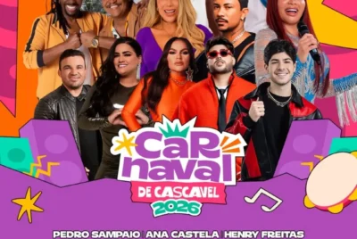 Carnaval de Cascavel 2026 – Com atrações nacionais e regionais que agradam todos os públicos.