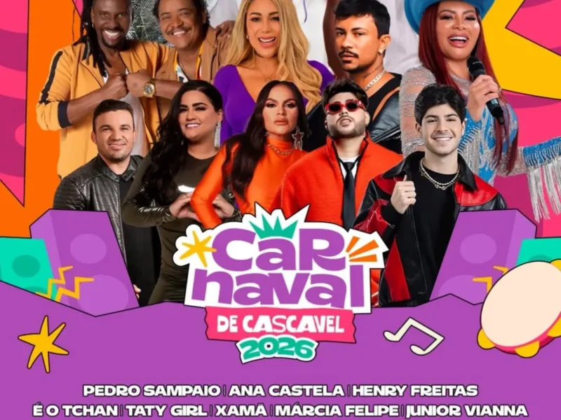 Carnaval de Cascavel 2026 – Com atrações nacionais e regionais que agradam todos os públicos.